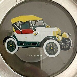 English Pewter Beer Mug Antique Morris Automobile Clear Bottom Graphic E24